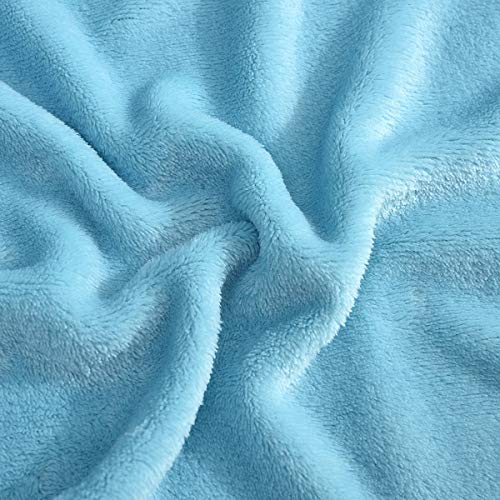 Couverture coton lit et canapé bleue 90x190 cm légère pour lit double - 6