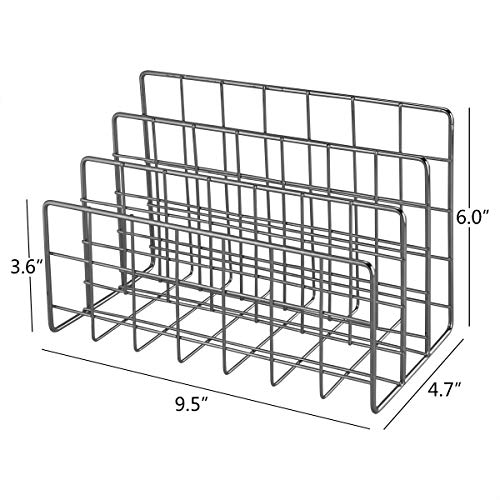 Morigem Desktop Mail Organizer, 3-Slot Metal Wire Mail Sorter, Letter Organizer For Letters, Mails, Books, Postcards And More, Mail Holder Dark Gray #TOP6