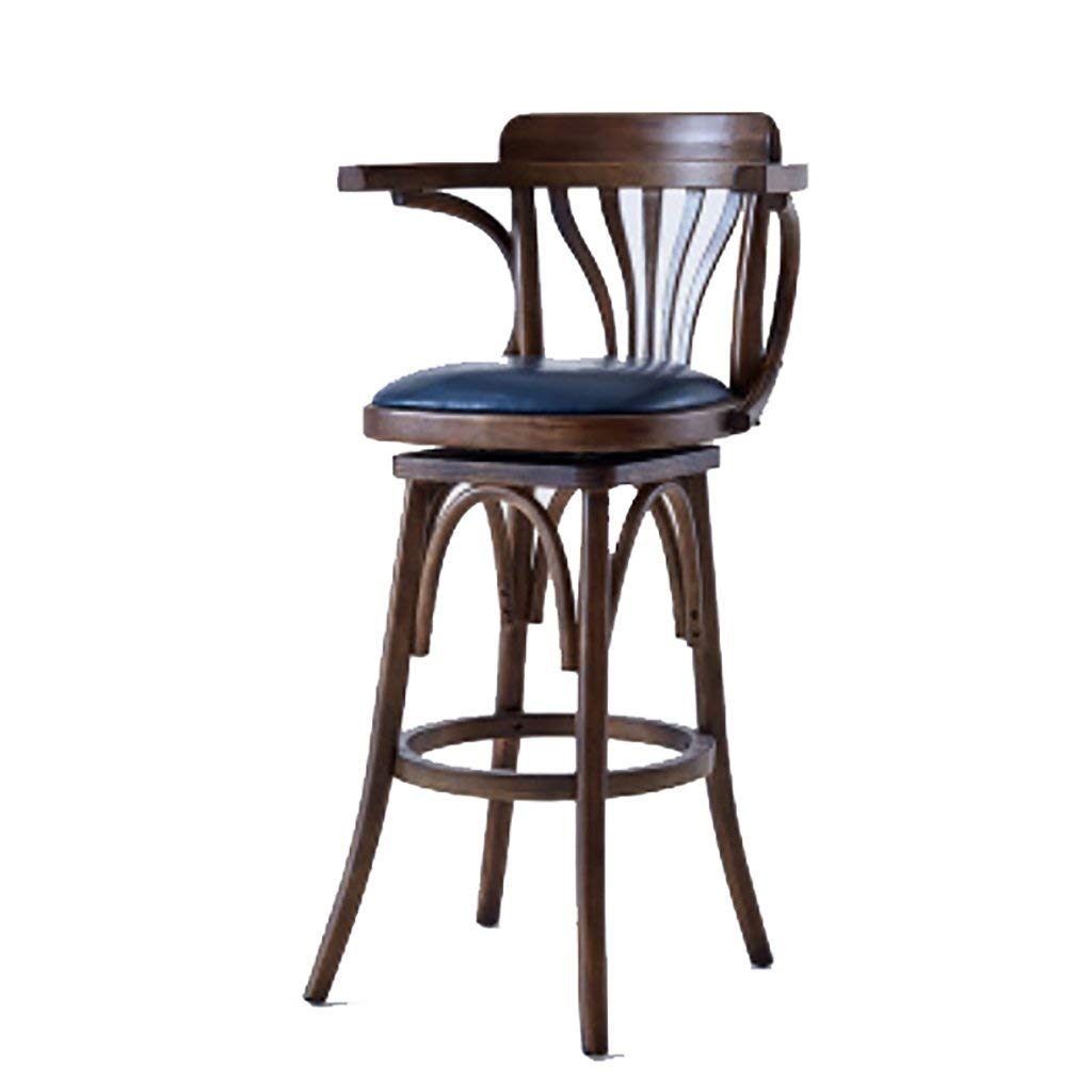 Chaise pivotante haute en cuivre et bois massif style bistrot chic
