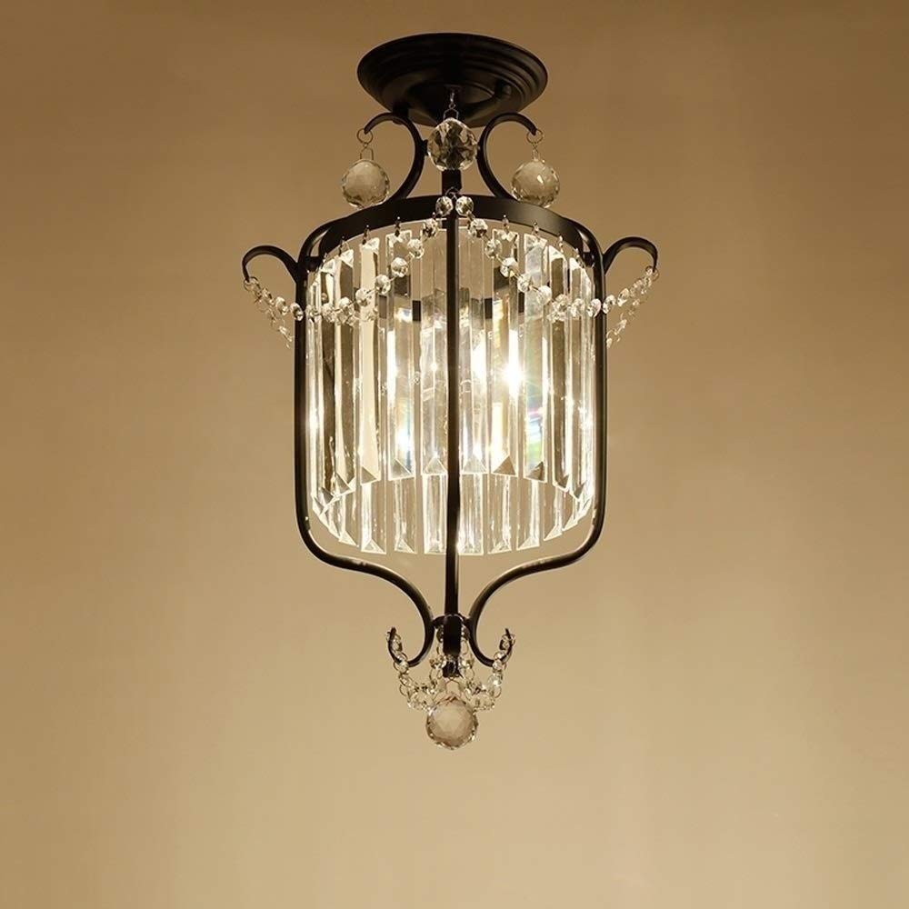 Radciy Flush Mount Ceiling Lighting,American Retro Bedroom Chandelier Round Crystal Hanging Lamp E14 For TV Wall, Hotel，Bedroom,Living Room Ceiling Lamp