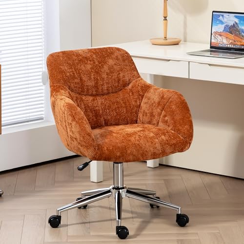 BRTHORY Bürostuhl Homeoffice Stuhl, Drehstuhl Schreibtischstuhl höhenverstellbar, bis 150 kg Belastbar, atmungsaktiver Chenille-Stoff, für Arbeitszimmer, Schlafzimmer, Schminkstuhl, Orange BRTHORY Bürostuhl Homeoffice Stuhl, Drehstuhl Schreibtischstuhl höhenverstellbar, bis 150 kg Belastbar, atmungsaktiver Chenille-Stoff, für Arbeitszimmer, Schlafzimmer, Schminkstuhl, Orange