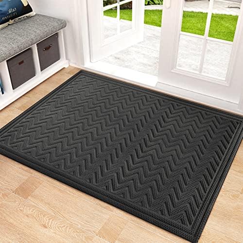 Mibao Welcome Mats Outdoor - Entryway Rug - Door Mats Outdoor, Outdoor Rubber Mats, Doormat Outdoor Indoor Entrance, Large Front Door Mat, Skid Resistant Durable, 24" x 36", Gray