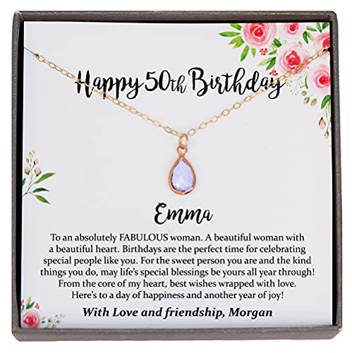 50th Birthday Gifts for Women with Meaningful Message and Jewelry,