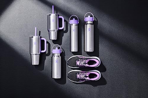 Image of Hydro Flask Travel Tumbler with Handle, Lid and Straw - Insulated Stainless Steel in 40 Oz Stainless Steel Violet