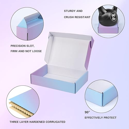 Miniatura 3 de Paquete de 30 cajas de embalaje de cartón corrugado de 9 x 6 x 2 pulgadas, cajas de envío moradas para pequeñas empresas, cajas de regalo de cartón