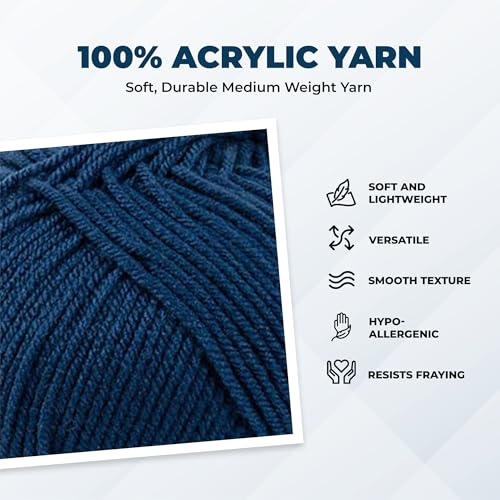 Image of Mary Maxim Maximum Value Acrylic Yarn for Crocheting and Knitting, Soft Worsted Weight Yarn 4, Ideal for Blankets, Sweaters, Hats, and Scarves, 8 oz Skein (474 Yds) (Dark Denim)