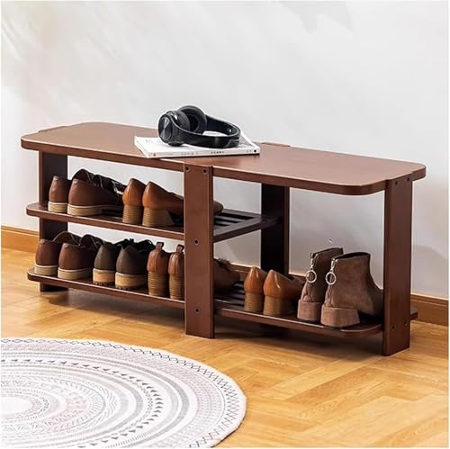 Banco Organizador de Zapatos de bambú de 3 Niveles Color marrón Oscuro. Elegante Estante de Almacenamiento para Entrada, Pasillo, baño, Sala de Estar. Diseño Robusto Que Ahorra ESP