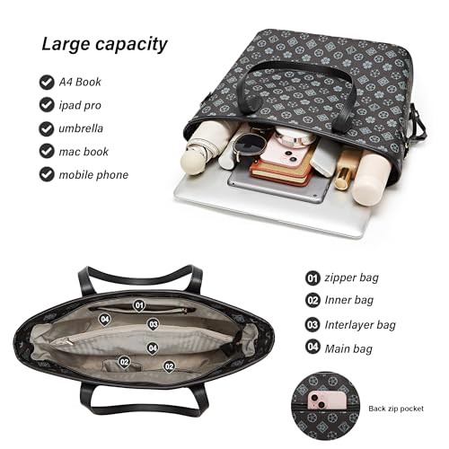Image of Women Fashion Synthetic Leather Handbags Tote Bag Shoulder Bag Top Handle Satchel Purse Set