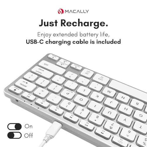 Macally Backlit Bluetooth Keyboard | Compatible With Apple MacBook Pro/Air, iMac, Mac Pro/Mini | Small Wireless for Mac