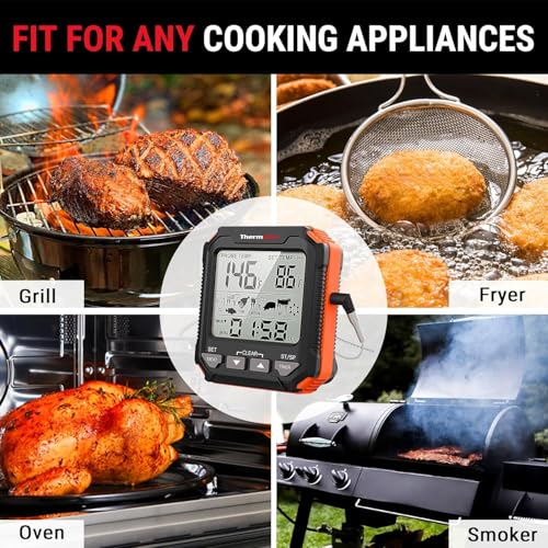 Image of LABART ThermoPro TP716 Digital Meat Thermometer for Grilling, Backlit Meat Thermometer Oven Safe with 1 Meat Probes, Food Thermometer for Cooking with Temp Alert for Smoker, BBQ, Oven
