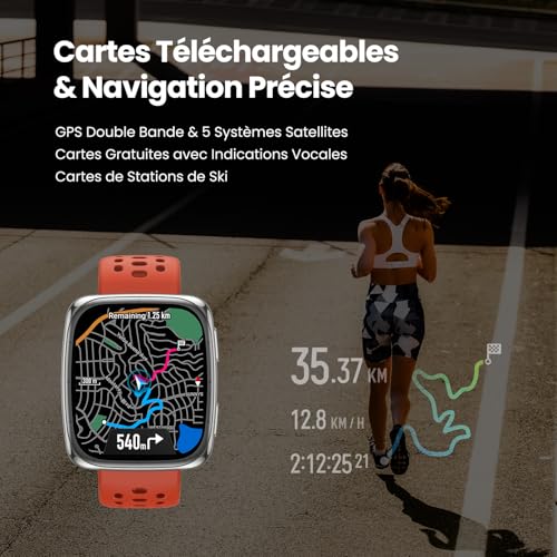 Amazfit Active 2 Premium Square Montre Connectée Homme Femme, 43mm, NFC, GPS, Cartes, Écran AMOLED 1,75", Autonomie 10 Jours, 160+ Sports, Étanche, Suivi Cardio & Sommeil, pour Android & iPhone