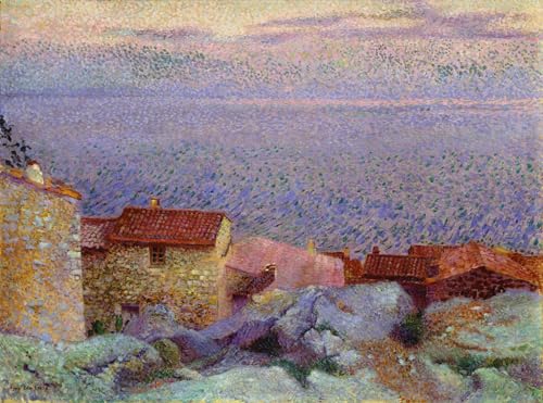 Lienzo de paisaje costero clá sico para saló n luminoso 60x90cm