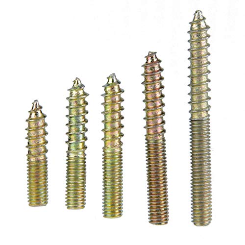Tornillo de espiga, 80 piezas M5 25 mm 30 mm 35 mm 40 mm 50 mm Conector para muebles de carpintería Tornillo de doble punta de hierro chapado en zinc, Perno de suspensión para muebles de carpintería,