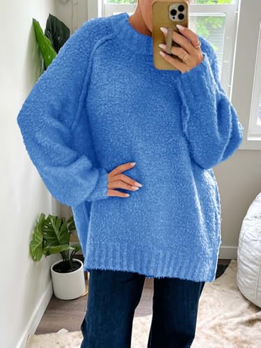 Image of Saodimallsu Womens Oversized Sweater Fuzzy Long Sleeve Casual Tunic Sweater