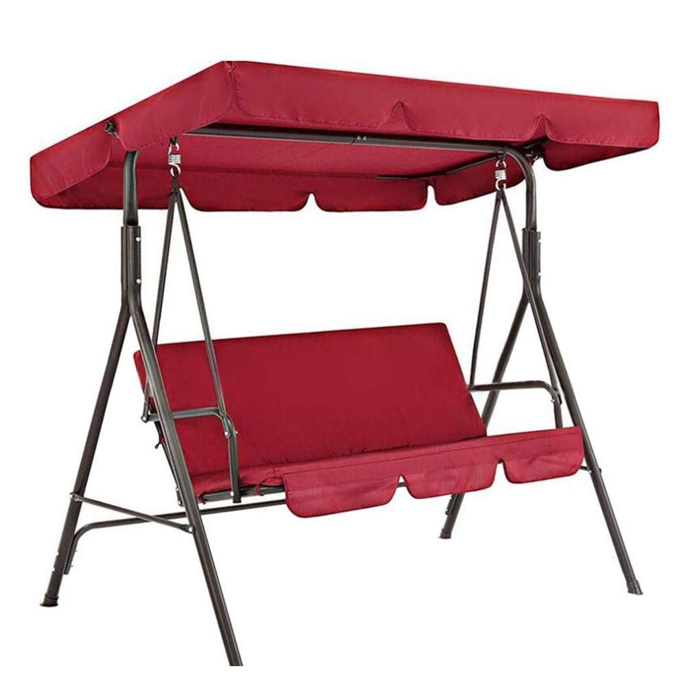 Garden Swing Chair Seat Replacement Canopy Rainproof Anti-UV Dust Guard Protector for Swing Seat 2 & 3 Seater Sizes Hammock Top Cover,Red,142x120x18cm