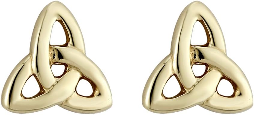 Biddy Murphy, Traditional Irish Trinity Knot Stud Earrings for Women, 10k Gold Plated, Classic Elegant Celtic Jewelry, Imported from Ireland