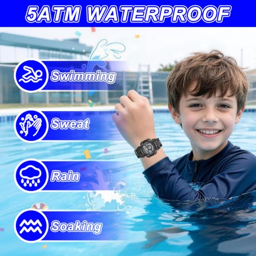 Image of Edillas Kids Digital Watch 7 Colors 50M Waterproof Sport Alarm Boys 7-15
