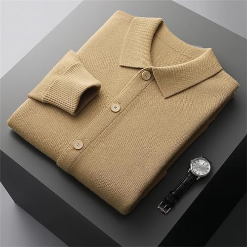 Men's Fall Winter Merino Wool Cardigan – Single Breasted Soft Knit Sweater with Turndown Collar4