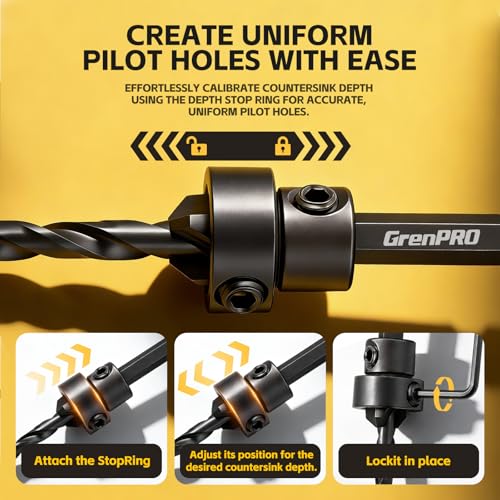 GRENPRO Countersink Drill Bit Set with Plug Cutters