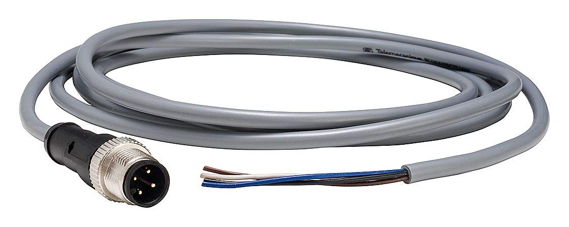 Telemecanique Sensors XZCPV1541L2 Male Connector, Pre-wired, Straight, M12, 4 Pins, 2 m