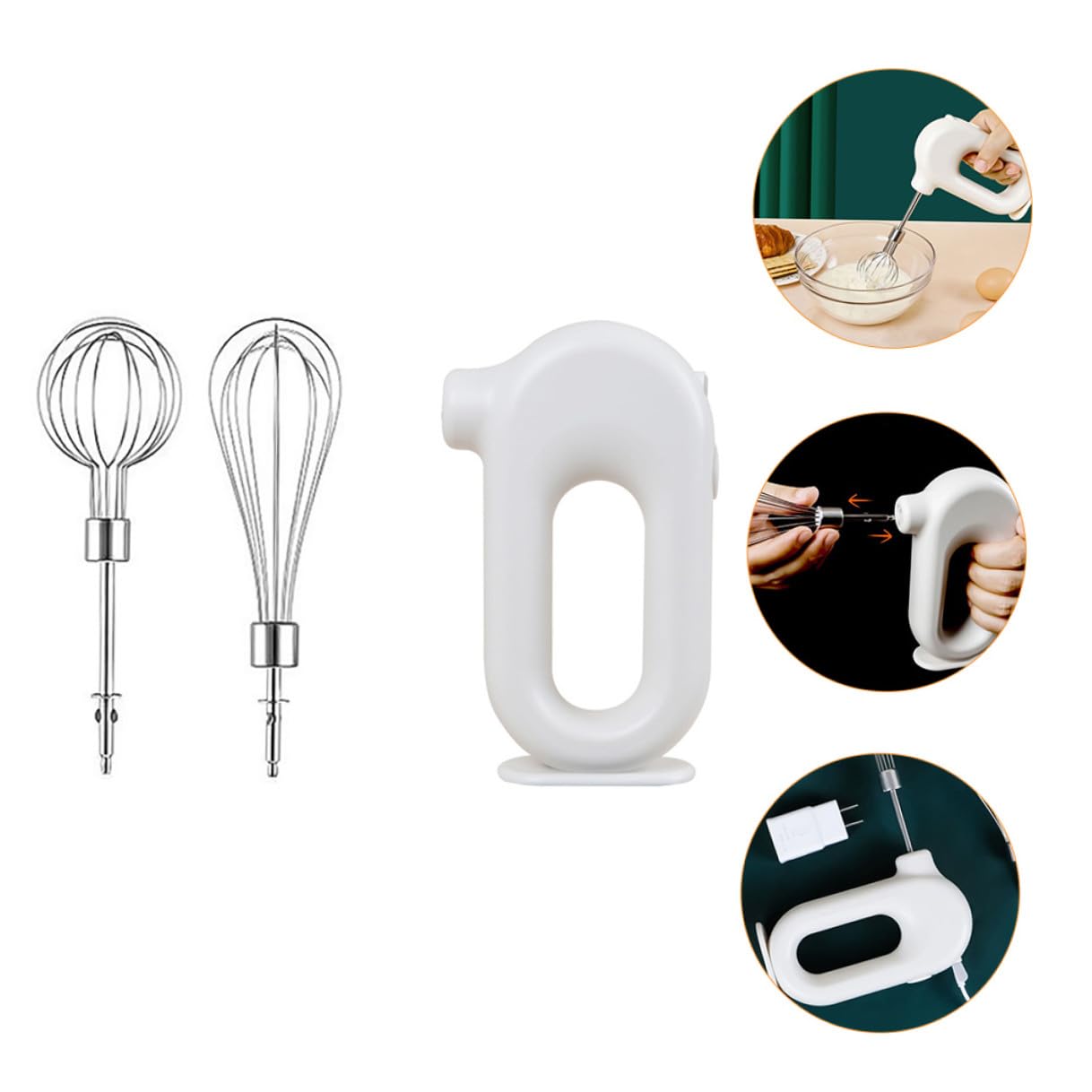 Sbattitore Elettrico da Cucina Ricaricabile USB Frusta a Mano in Acciaio Inox e Plastica, Leggero, Capacità 1500ma, per Natale e Regali Housewarming