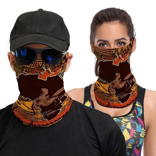 Neck Gaiter African Map Face Mask for Travel Face Cover Scarf for Men Women Elastic Headbands Wind-proof Bandana for Skiing Fishing Hiking Cycling