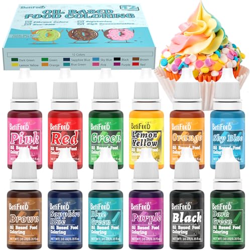 Oil Based Food Coloring Betifood 12 Colors Upgraded Food Dye for Chocolate, Vibrant Oil Food