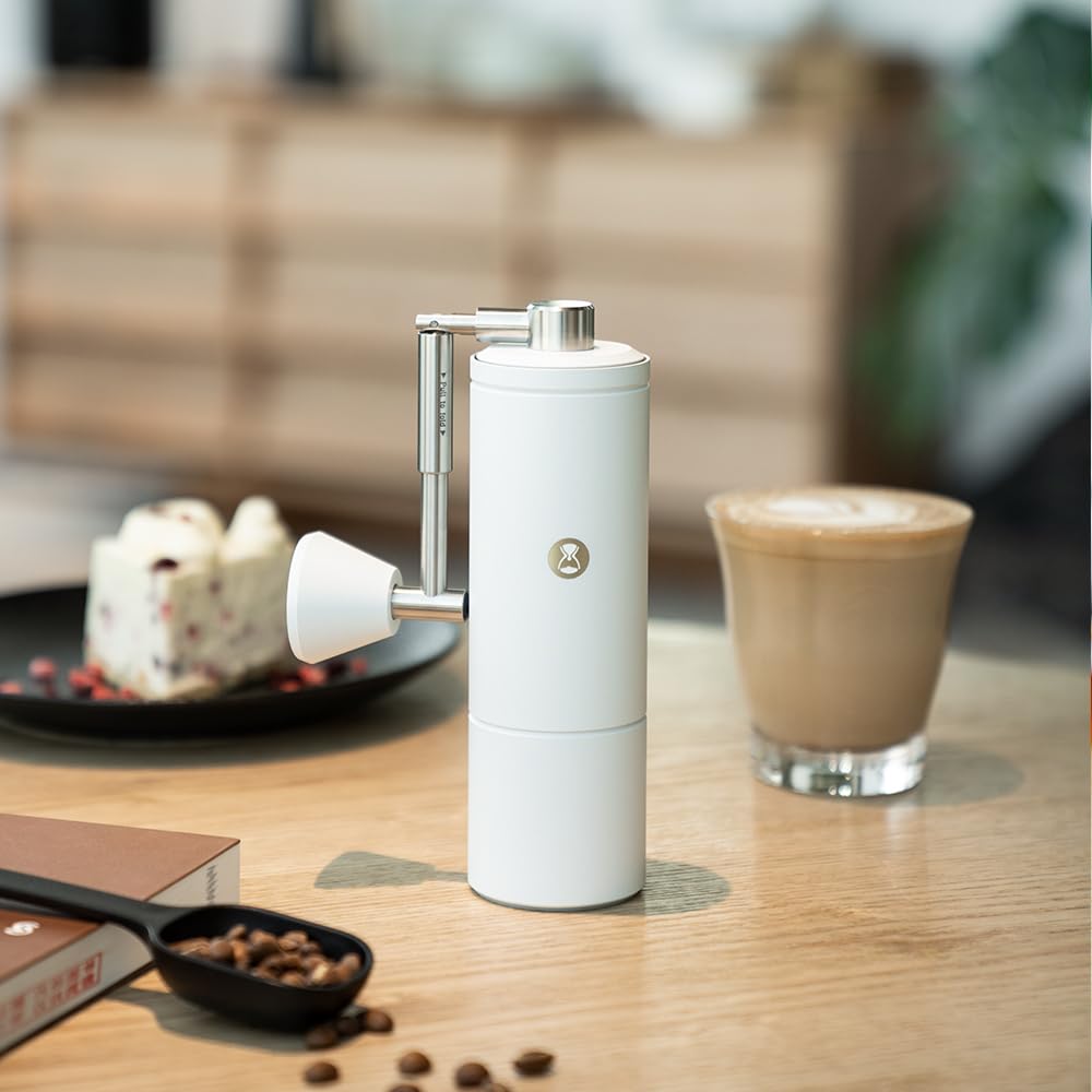 TIMEMORE C5 Pro Molinillo manual de café con mecanismo cónico S2C-420-III, ajuste de precisión de 0,031 mm, molinillo manual portátil de metal completo para Espresso/French Press/Pour Over - Blanco