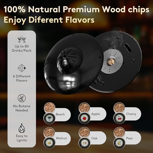 Electric Whiskey Smoker Kit, Cocktail Smoker Kit Built-in Lighter with 6 Wood Chips, No Butane Needed Whisky Smoker Kit, Rechargeable Drink Smoker kit, Birthday Gift for Men, Dad, Husband, Boyfriend - image 2