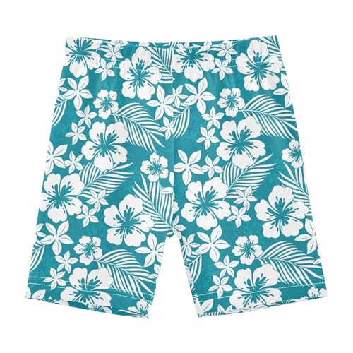 JHKKU Girls Hibiscus Flower Shorts Cotton Cartwheel Bike Kids Biker Under Dress Dance Short Girl Clothes 6T