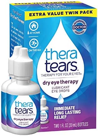 TheraTears Dry Eye Therapy Lubricating Eye Drops for Dry Eyes, 1 fl oz bottle Twin Pack, (2 x 30mL Bottles)