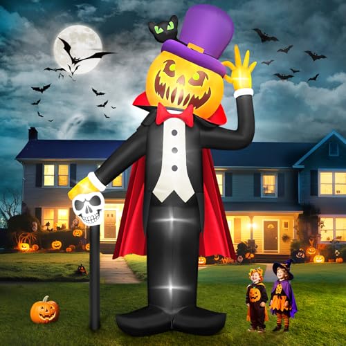 Kalolary 14FT Halloween Inflatables Aufblasbar Deko Kürbis Vampir Dekoration, mit eingebauten LEDs Aufblasbare Outdoor Yard Dekorationen für Halloween Party (Mr. Pumpkin)