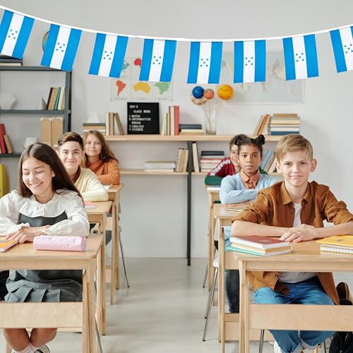 Image of Honduras Flags Honduran String Flag Banners for Patriotic Events Independence Day Sports Bars Inside Outside Decorations 33 Feet 30 Flags
