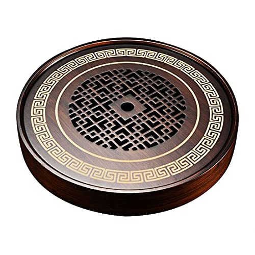 Plateau de service à thé en bambou avec design creux pour cérémonie du thé Gongfu, maison et bureau