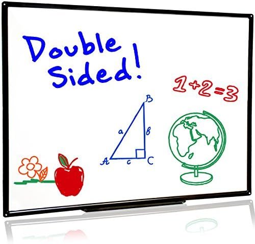 Large Two Sided Dry Erase Whiteboard | Sleek, Stylish Design w/Sturdy Black Frame | Easy Erase | 32" x 44" | Board Geeks