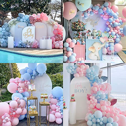Image of CANREVEL Gender Reveal Pink and Blue Balloons 120 pcs Macaron Blue Pink Latex Balloons Garland Arch kit for Baby Shower Birthday Bridal Shower Wedding Anniversary Party Decorations