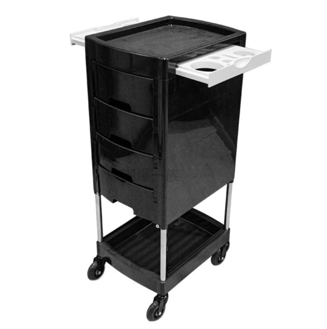 Shswud Black Esthetician Cart, Salon Trolley With 4 Drawers Hairdresser Beauty Storage Trolley Hair Salon Trolley Storage Cart For Beauty Tattoo Nail Cart(Black)