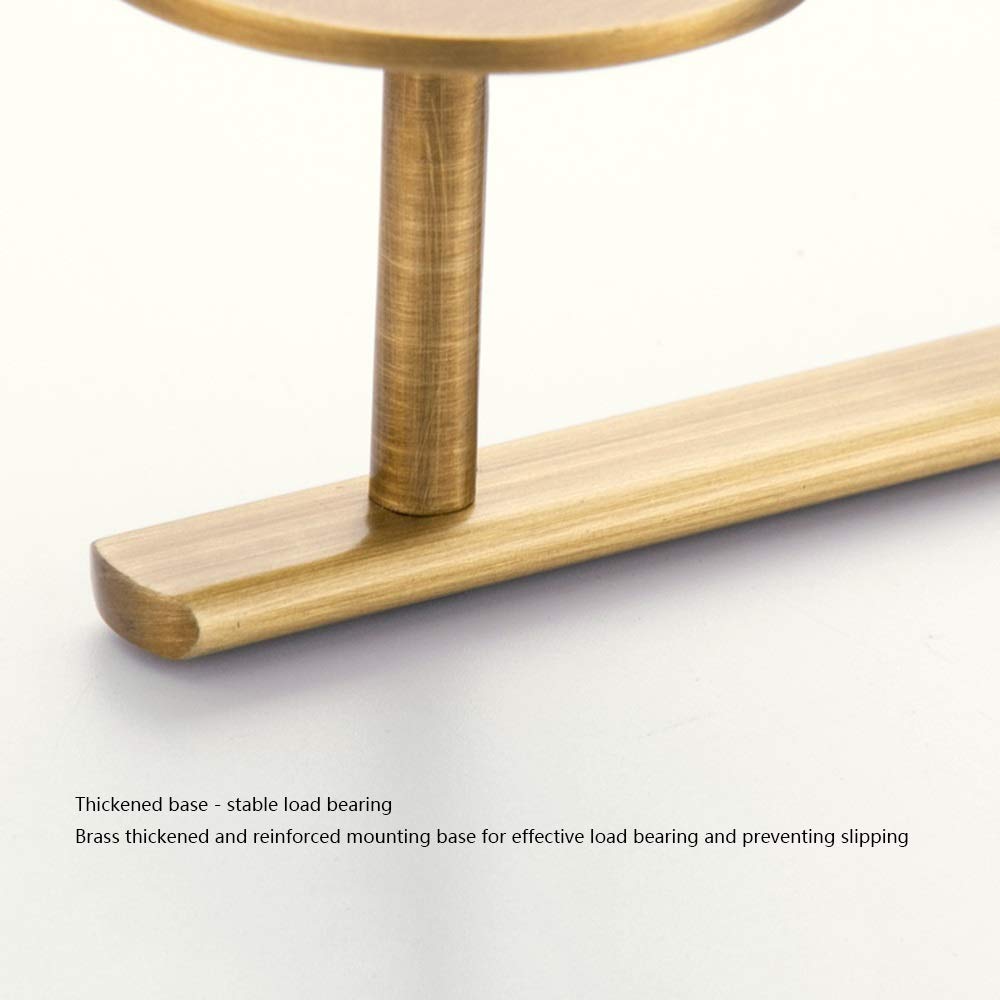 LYGXWJFC Wandgarderobe aus Messing mit 6 runden Haken. Stilvoller Hut- und Handtuchhalter Portemanteau für die Dekoration im Eingangsbereich – Gold-Finish
