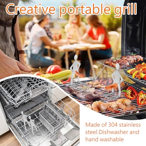 4 Stück Grillwursthalter Aus Edelstahl, Kreativer Stehender Mann Wurst Grillständer, Wurst Grillgestelle, Grill Hot Dog Wurstständer Halter, Hot Dog BBQ Tools Für Outdoor Camping Kochzubehör