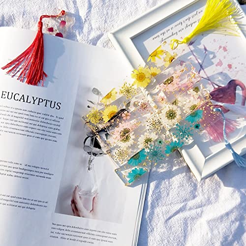 Achieer Resin Dried Flower Bookmark With Tassels,Transparent Pressed Flower For Women Daisy Epoxy Book Lovers Holiday Gift For Kids Woman Teacher Students #TOP4