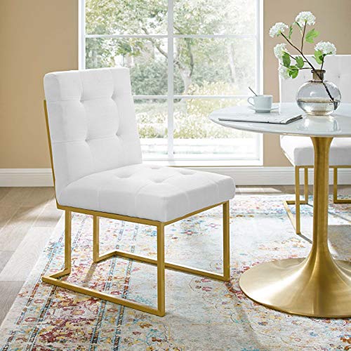 Modway Privy Upholstered Gold Stainless Steel Dining Chair In Gold White #TOP7