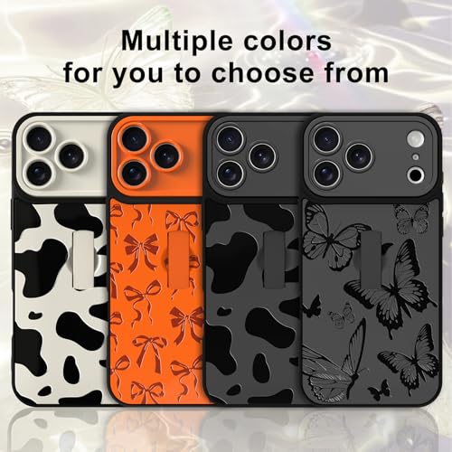 Image of for iPhone 17 Pro Case with Finger Strap Holder, Cute Cool Butterfly Print Pattern Design for Women Men, Shockproof Anti Scratch Hand Kickstand Protective Cover, Gray