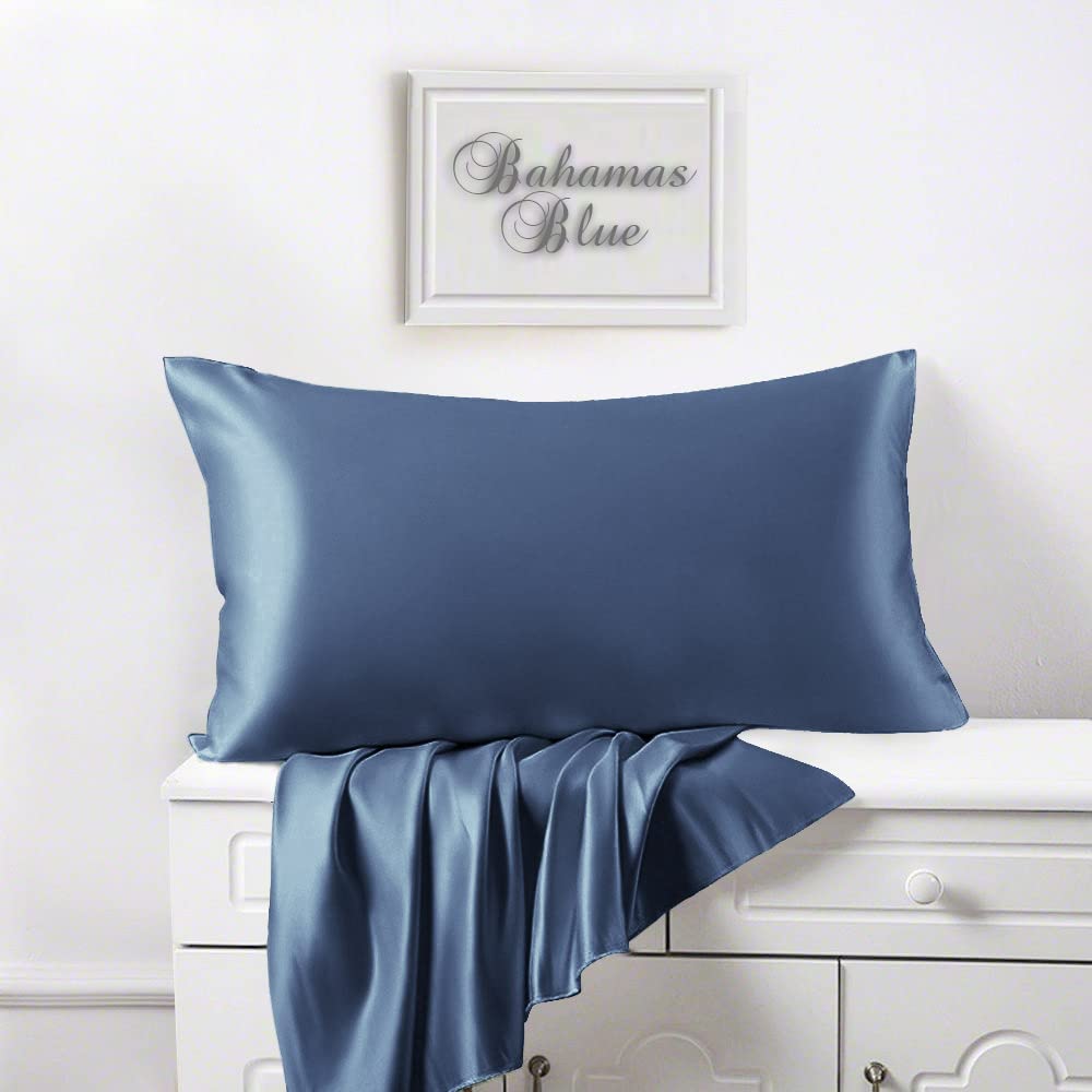 LINENWALAS 100% Vegan Bamboo Silk Solid Pillowcover, Set of 2 Natural Soft and Light-Weight Pillow Cover, Best for Hair and Delicate Skin, Breathable, Set of 2 (Standard,Bahamas Blue)-image-49