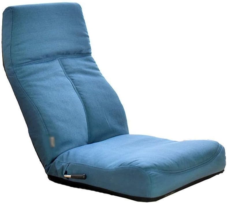 LY-Floor Chair Floor Seating Chair for Adults，Foldable Japanese-Style Tatami Meditation Cushion Sofa with Back Support ，14 Adjustable Angles (Color : Blue)