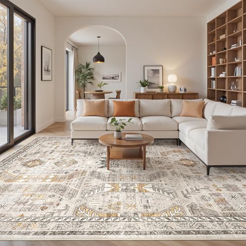 9x12 Ultra-Thin Washable Rug with Non-Slip Backing