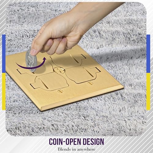 ENERLITES-705549-C Enerlites Floor Box Kit, 2 Gang 20A Tamper / Weather Resistant Duplex Receptacles, UL Listed - Brass