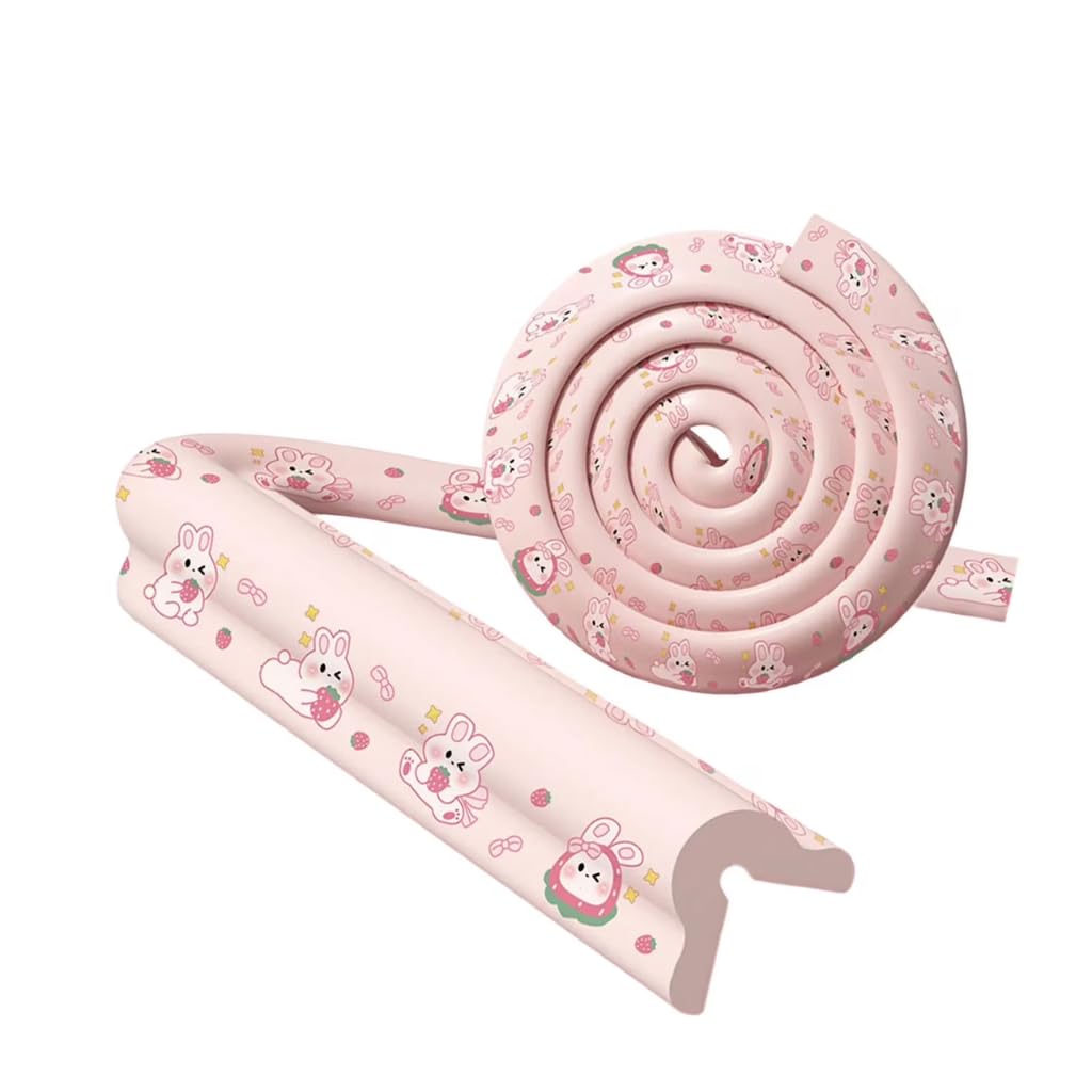 Baby Corner Guard Edge Protector Strip Cloud Design Bunny Print Soft Cushion Self Adhesive Anti Collision Strip for Table Desk Edges Childproof Safety Product Flexible (Pink)-image-41