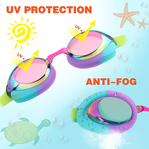 Image of Keary Kids Swim Goggles for Toddler Children Girls Boys Youth, Anti-Fog Waterproof UV Protection Clear Vision