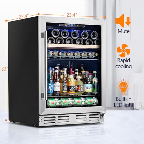 Image of Kalamera Mini Fridge Beverage and Wine Cooler Built-in or Freestanding - 118 Cans & 16 Bottles Capacity Wine Refrigerator Cooler