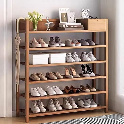 Étagère à chaussures en bambou à 6 niveaux pour rangement dressing